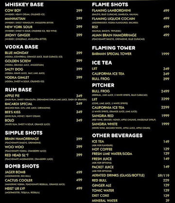 Adda Heist menu 