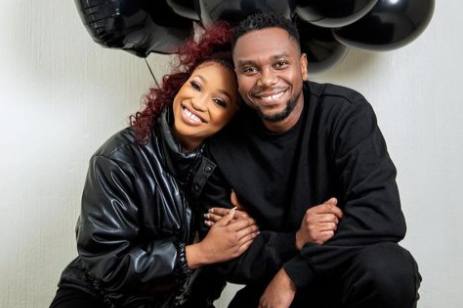 Actress Zola Nombona and her beau Thomas Gumede celebrate their child's first day of school.