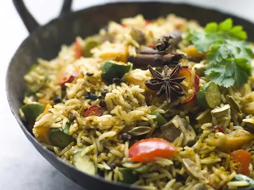 Peppery Mushroom Zafrani Biryani