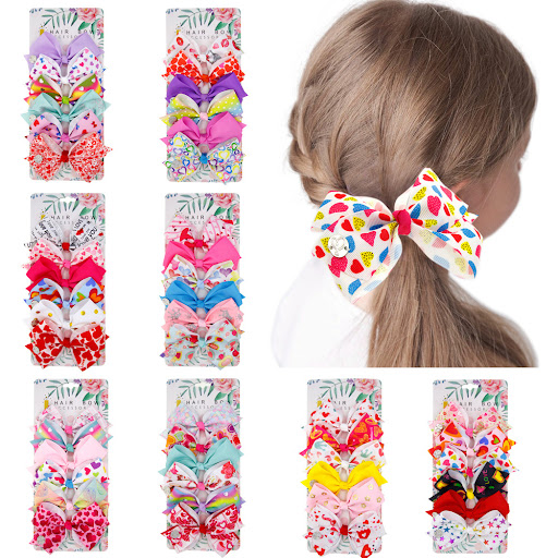 Title 5, Fashion Childrens Heart Bow Hair Clip Set, ado...