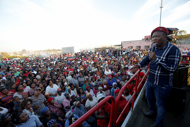 EFF leader Julius Malema addressing hundreds of community members in NU3 in Mdantsane, East London