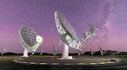 An artist's impression of the SKA radio telescope in Sutherland, South Africa. 