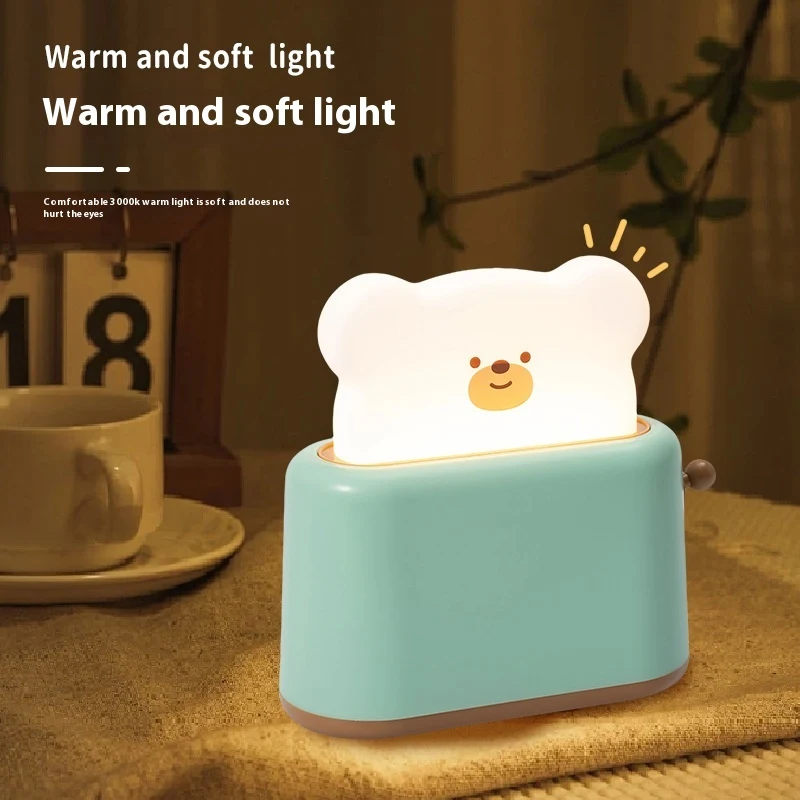 Lámpara Decorativa de Escritorio Bread Bear Luz Nocturna para Dormitorio Agradable Iluminación Ambiente Cálido Diseño Adorable Ideal Regalo