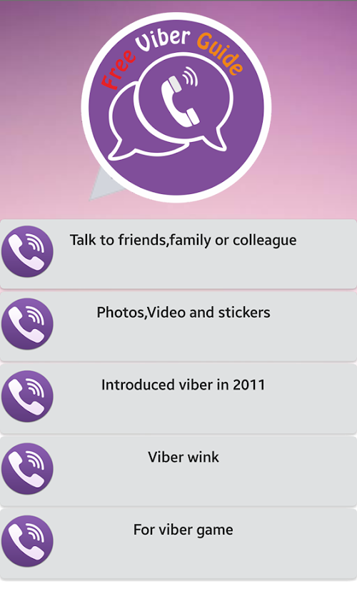 Android application Guide For Viber Messages Calls screenshort