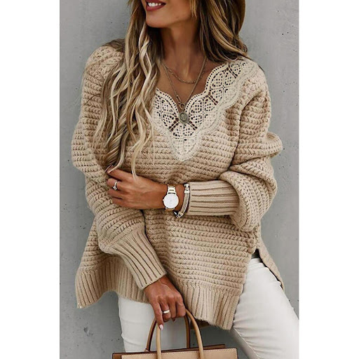 Title 1, Winter New Lace V-neck Sweater Women Europe And...