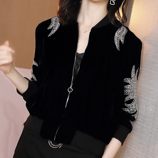 Title 1, Womens Foreign Style Black Gold Velvet Basebal...