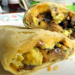 Eggs, Mushrooms & Swiss Cheese Breakfast Wrap