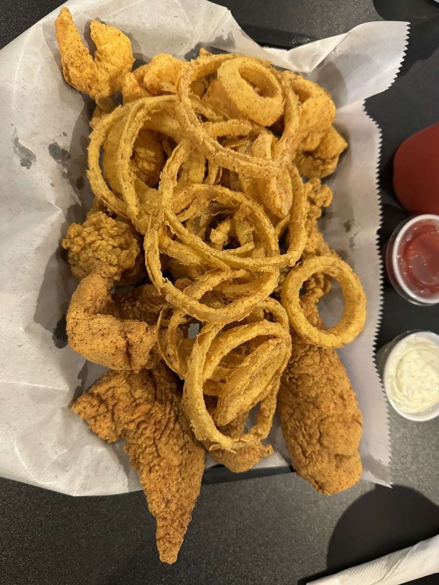 Seafood Platter sub onion rings