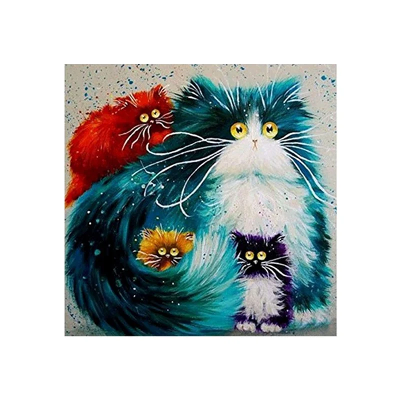 Kit punto croce diamante gatto colorato per camera animali. Un hobby rilassante per creare una decorazione murale vivace e accattivante.
