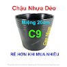 Chậu Nhựa C9 Đen Trồng Cây, Trồng Rau, Chậu Trồng Hoa Vạn Thọ Tết (20X16Cm)