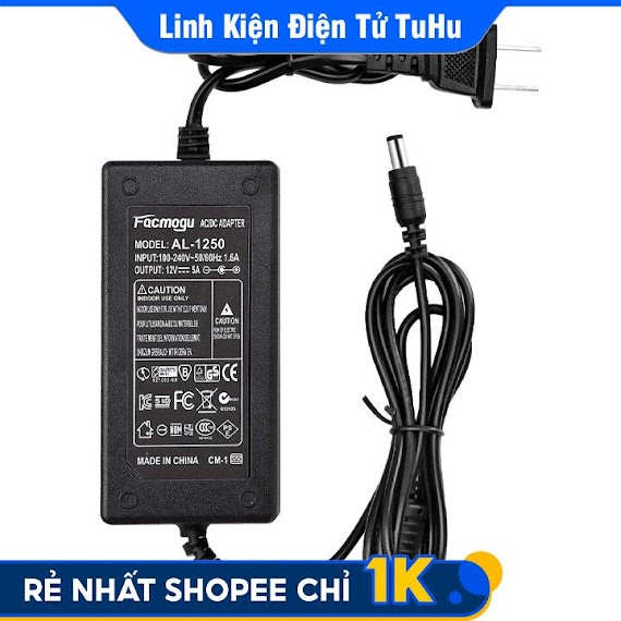 Nguồn Adapter 12V 5A Jack Dc 5.5X2.5Mm