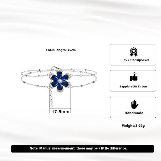 Title 2, Artificial Sapphire Flower Shaped Pendant Neckl...