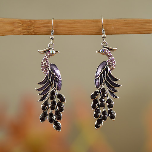 Title 23, European and American textured peacock earrings...