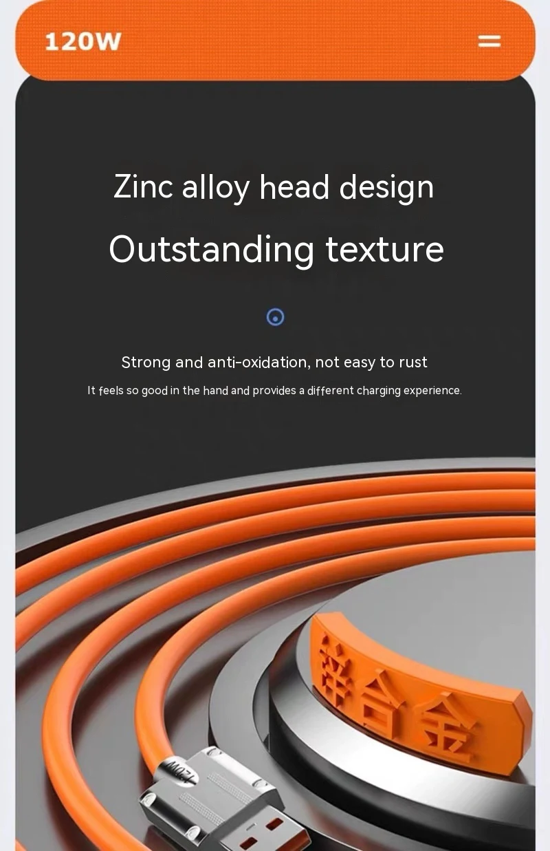 Kabl za prenos podataka tri u jednom od legure cinka, sa rotacijom i brzim punjenjem sa svetlom, jednostavan za upotrebu.