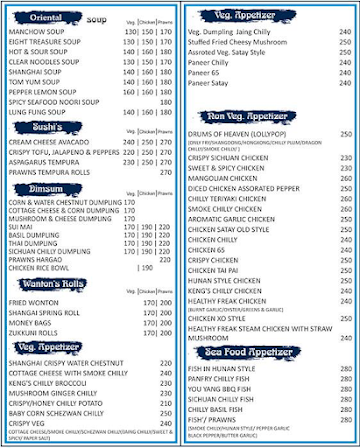 Shettys Restro menu 