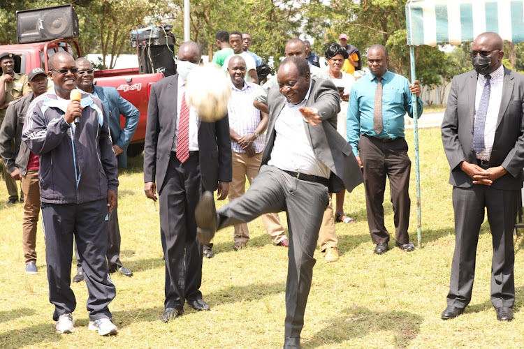 Governor Wilber Ottichilo while launching youths tournament in Hamisi subcounty, Vihiga last week.