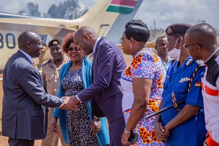 Deputy President Rigathi Gachagua ,CS for Water and sanitation Alice Wahome and Murang'a Governor Irungu Kang'ata among other leaders in Kenol, Murang'a on November 6,2022