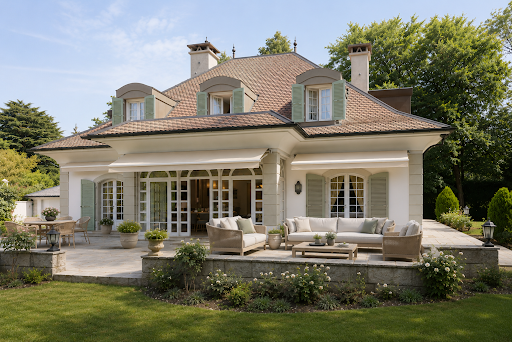 House purchase in Conches (Switzerland) - White house with terrace and garden
