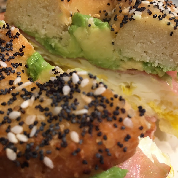 Gluten free everything bagel 6 net carbs. Avocado egg ham and cheese