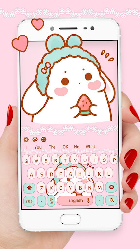 Pink Cute rabbit keyboard