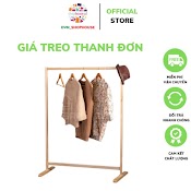 Giá Treo Quần Áo Gỗ Thanh Đơn - Kệ Treo Quần Áo Gỗ - Decor Nhà Cửa Kiểu Hàn, Chắc Chắn Bền Đẹp - Kt ( C*D*R=126*88*44 )