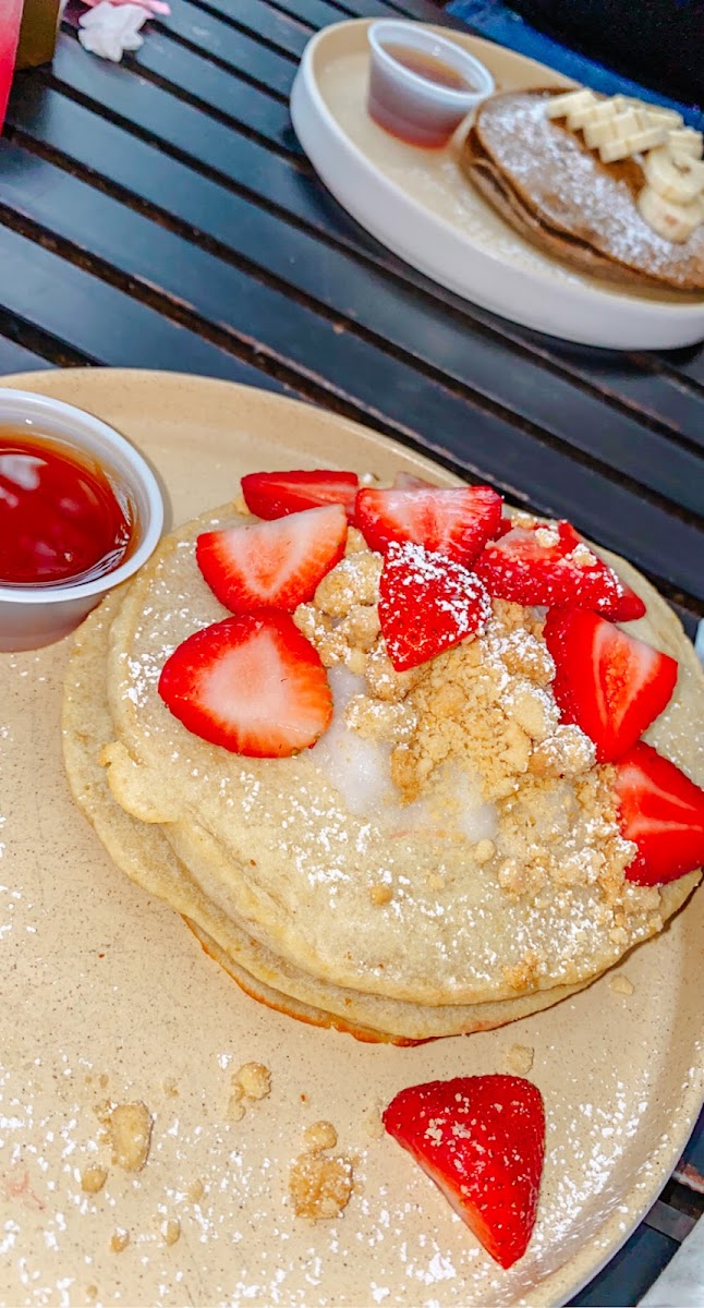 Coconut pancakes with maple date syrup! Amazing!