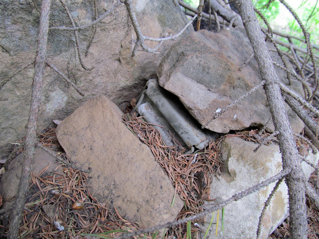 Geocache container hidden in the rocks