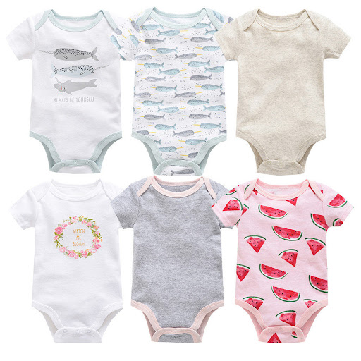 Title 7, 6-piece baby jumpsuit set, new short-sleeved ba...