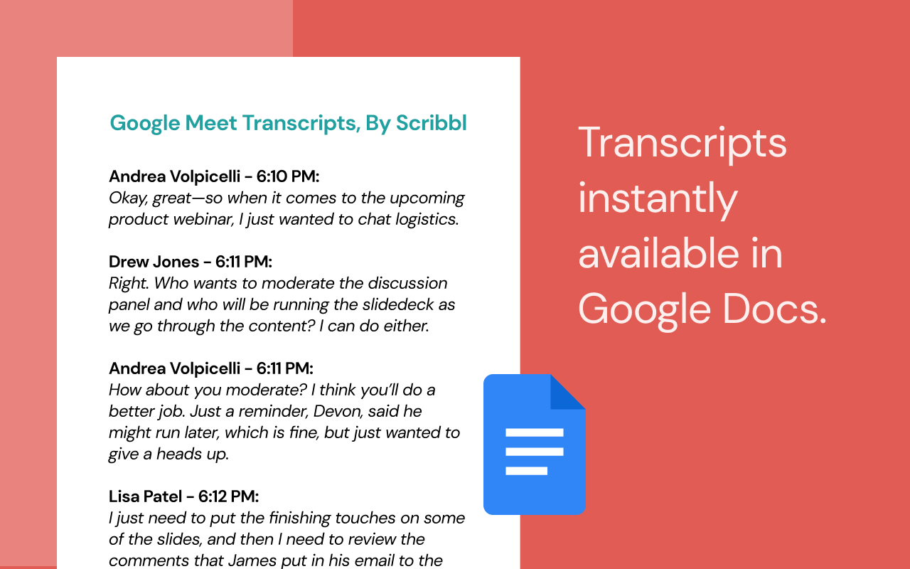 Google Meet Transcripts, by Scribbl Preview image 3