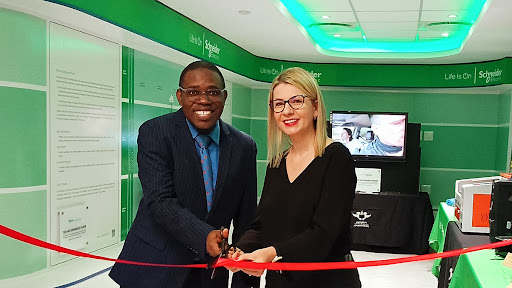 UJ’s incoming vice-chancellor and principal professor Letlhokwa George Mpedi and Schneider Electric’s Zanélle Dalglish.