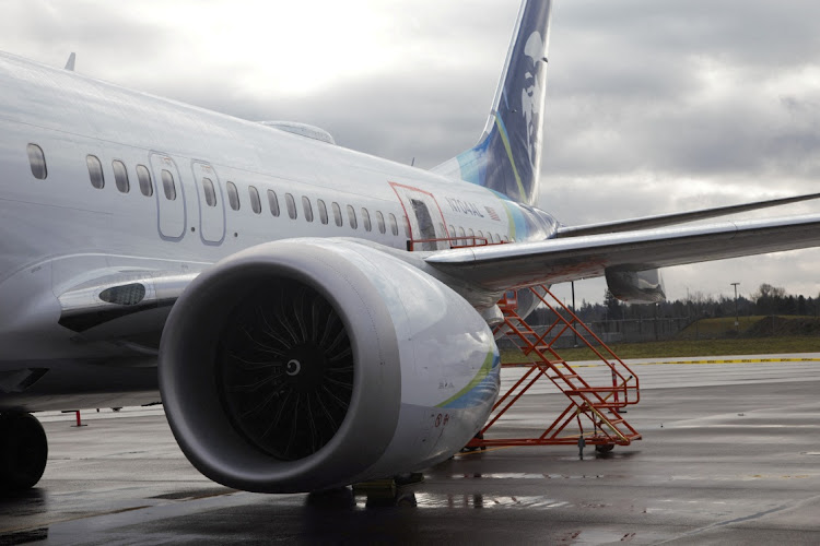 The fuselage plug area of Alaska Airlines Flight 1282 Boeing 737-9 MAX, which was forced to make an emergency landing with a gap in the fuselage, is seen during its investigation by the National Transportation Safety Board in Portland, Oregon, US, on January 7 2024.