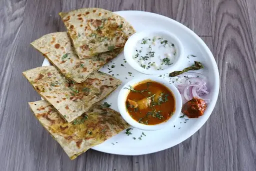 Paneer Parantha 2 + Curd + Pickle