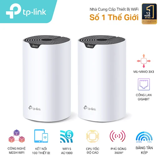 Hệ thống Mesh WIFI 5 AC1900 TP-Link Deco S7 (2-pack)