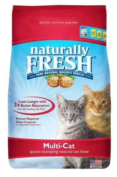 Naturally Fresh cat litter made with 100% natural walnut shells.