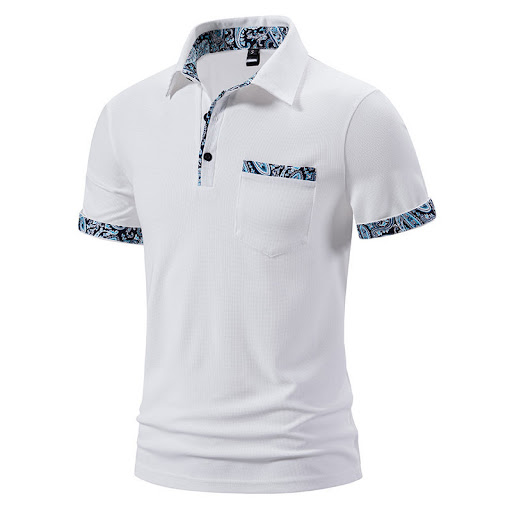 Title 3, Herren Paisley farbenes Revers Kurzarm T-Shirt ...