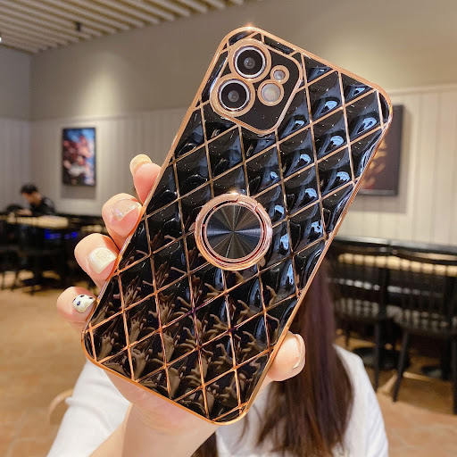 Title 6, Lambskin Electroplated Ring Holder Phone Case f...