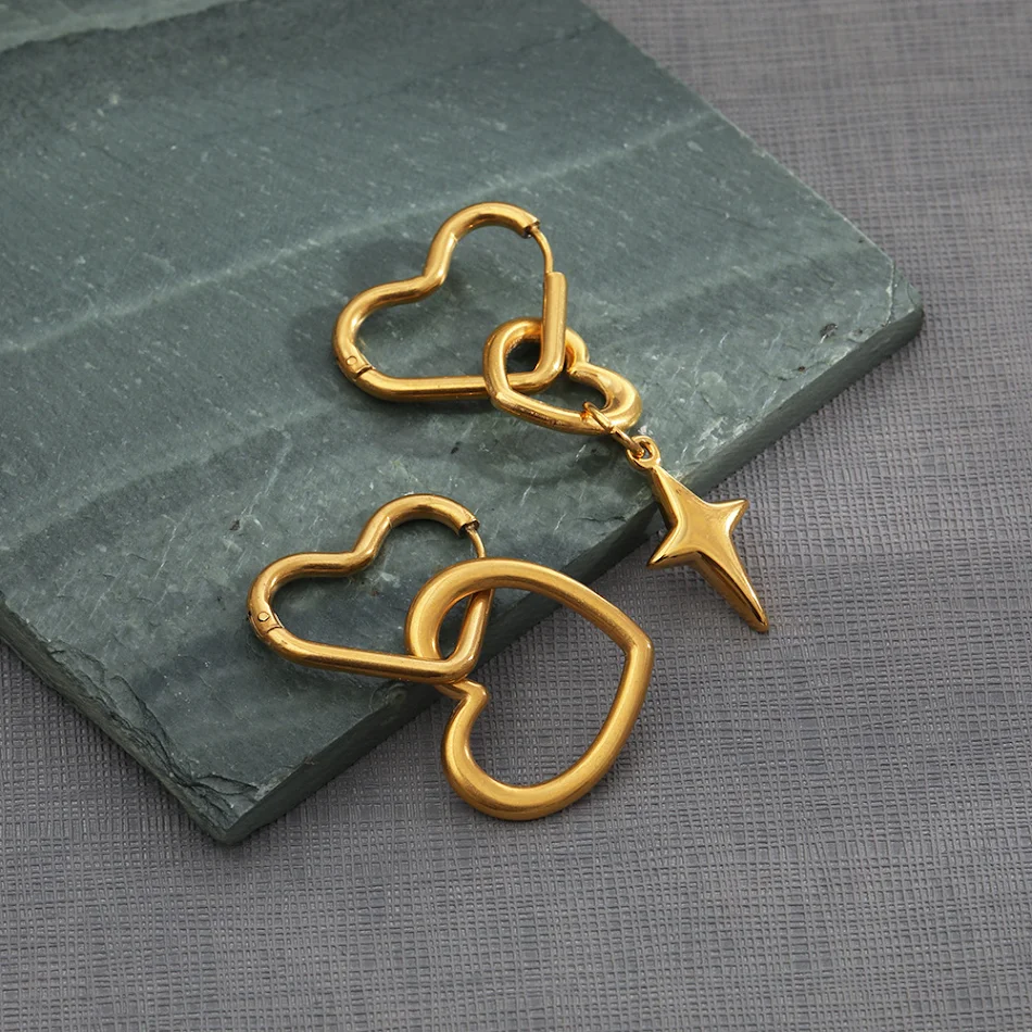 Pendientes de doble corazón hueco electrochapados Joyería perfectos para expresar amor y amistad. Un regalo ideal para cualquier ocasión especial.