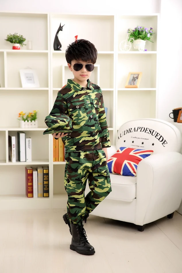 Déguisement de camouflage pour enfants, uniforme d'entraînement militaire, costume de performance et de danse. Vêtements d'entraînement enfant.