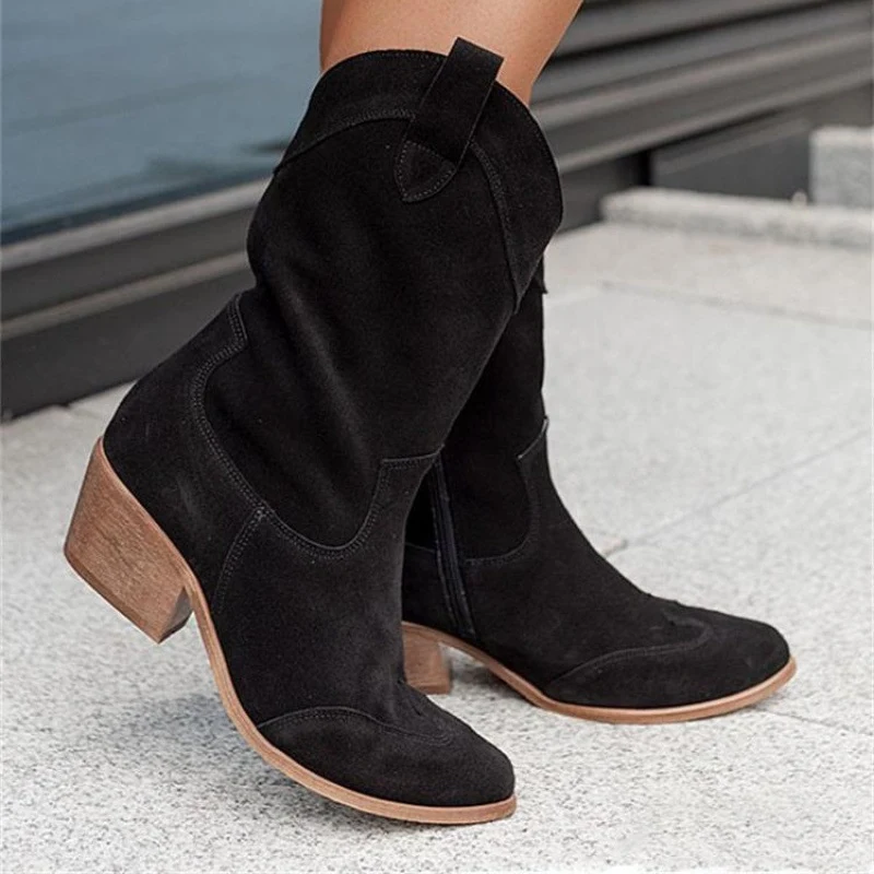 New Ethnic Style Women's Mid Heel Low-top Boots, offering comfort and a fashionable look, perfect for everyday wear, add
