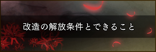 改造の解放条件とできること