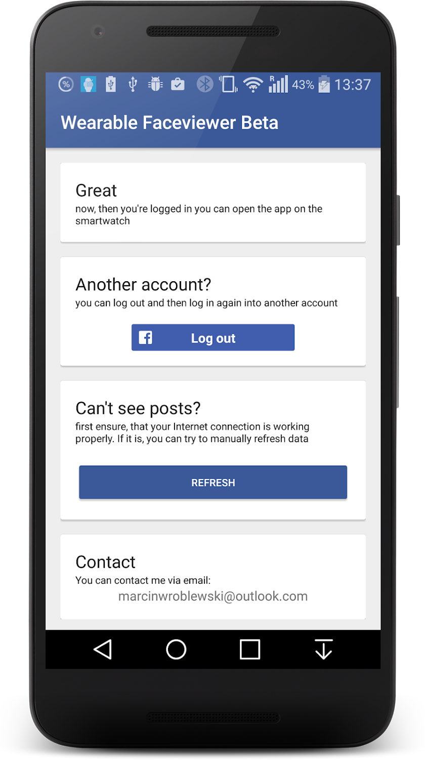 Wearbook - FB on your wrist! Screen 2