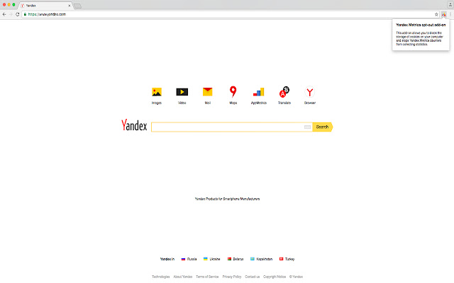 Yandex Metrica opt-out add-on chrome extension