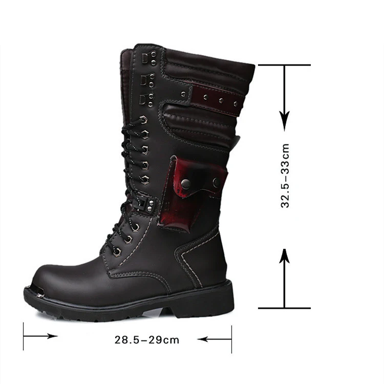 Title 1, Męskie wysokie buty militarne outdoor z skórzan...