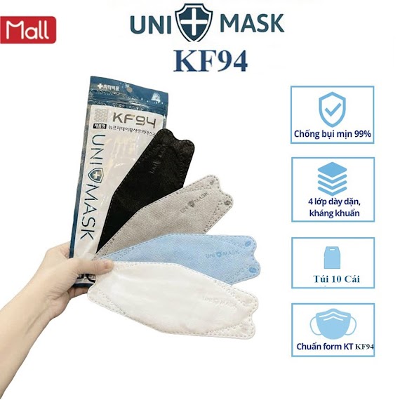 Set 50 Chiếc Khẩu Trang 4 Lớp Kf94 Uni Mask, Chống Bụi Mịn Và Kháng Khuẩn Hàng Cao Cấp.