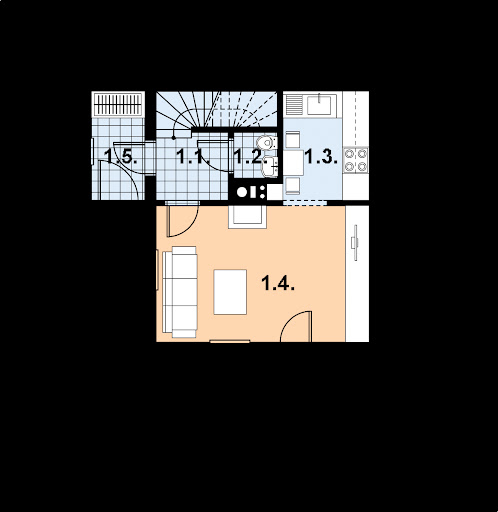 L-56 szkielet drewniany - Rzut parteru