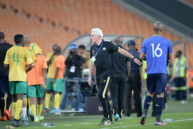 Bafana Bafana coach Hugo Broos during the international friendly match against Botswana at FNB Stadium on September 27 2022.