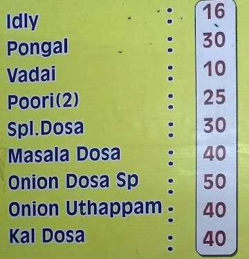 Sri Velan Tiffin Center menu 