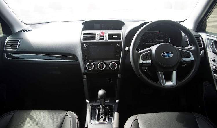 The interior of the Subaru Forester.