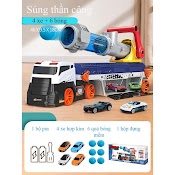 Đồ Chơi Mô Hình Xe Ô Tô Vận Chuyển Kèm Ống Phóng Xe Ô Tô Con Và Bóng Kèm 4 - 6 Xe Ô Tô Hợp Kim, Có Nhạc Và Đèn