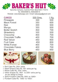 Bakers Hut menu 1